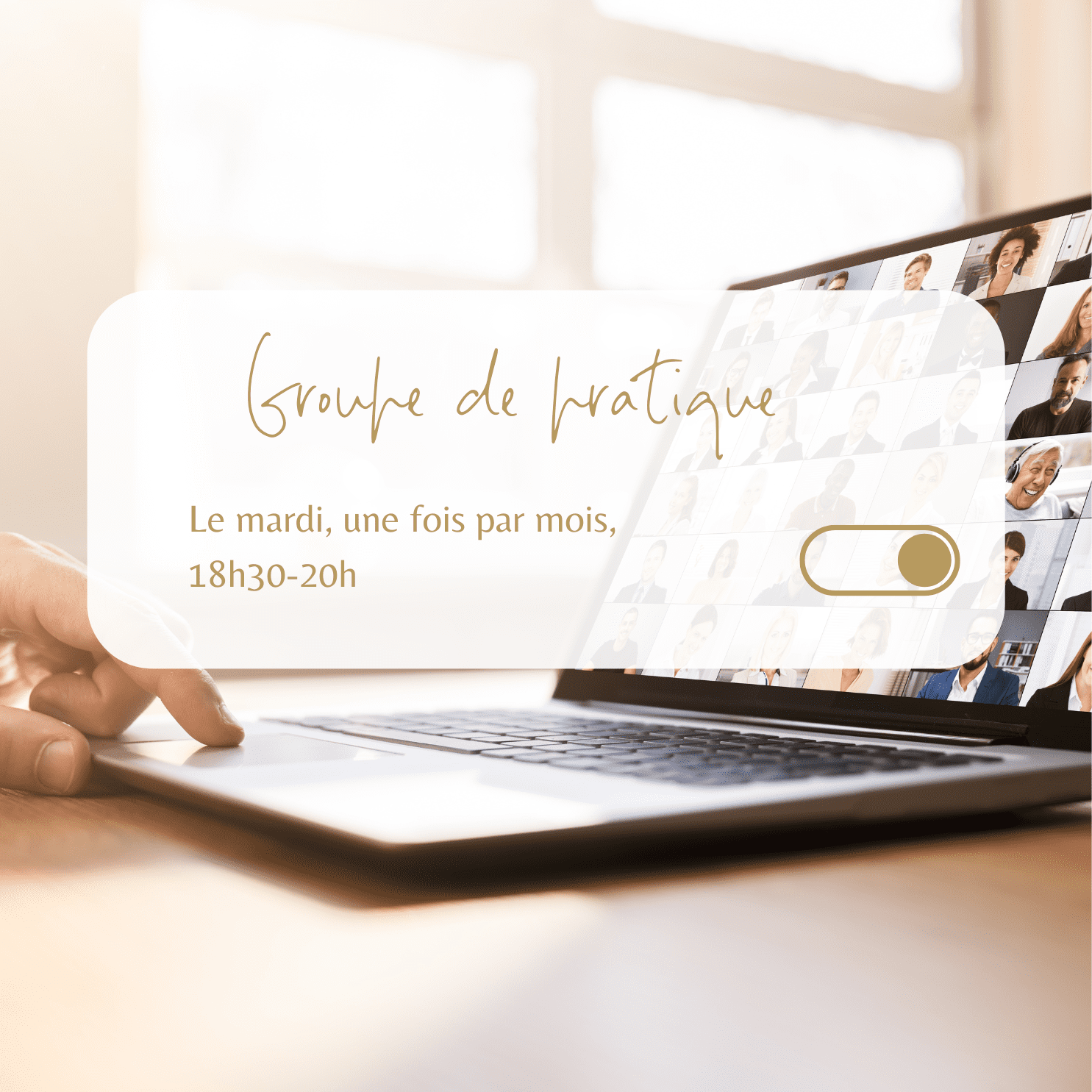 Groupe de pratique en ligne, réunion Zoom avec participants